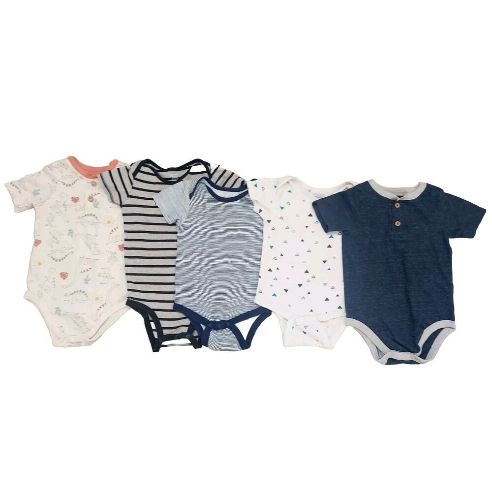 Toddler Boy Short-Sleeved Bodysuits. Pack of 5. Assorted Brands. 24 Months